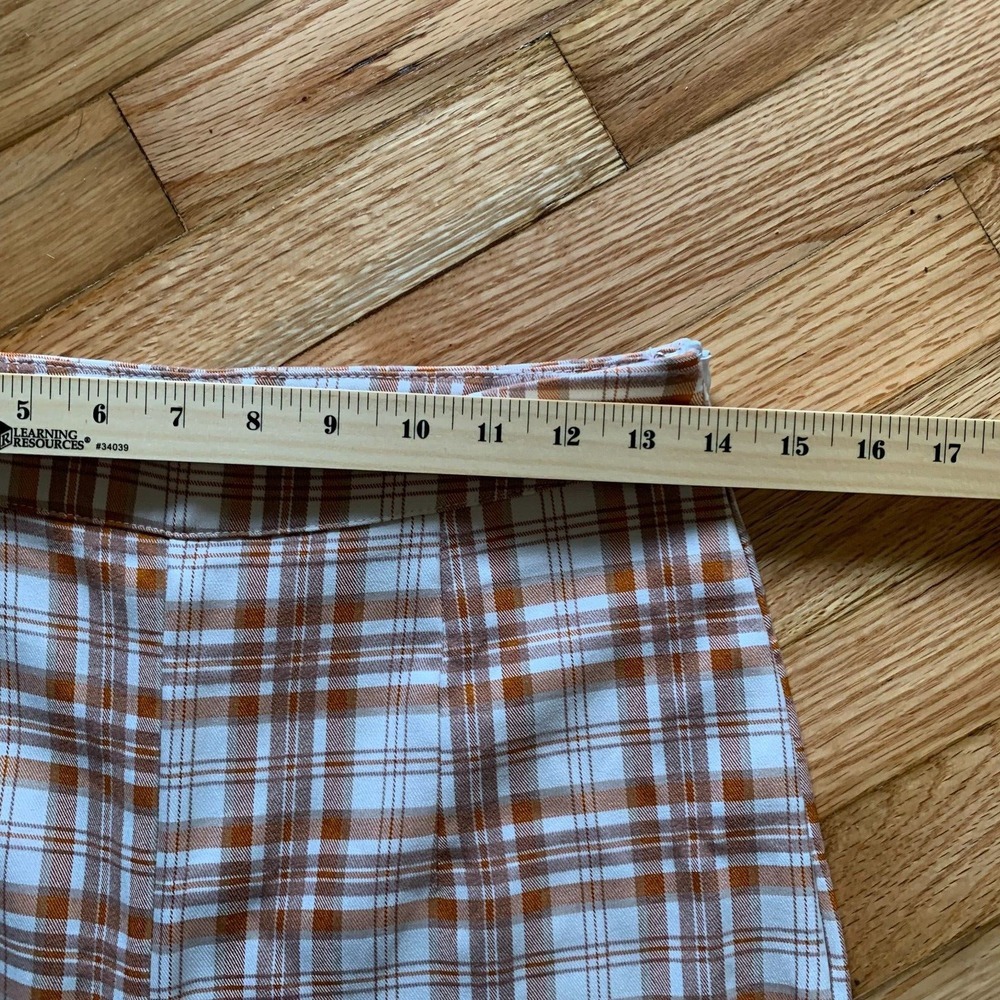 Missguided Plaid High Waisted Flare Pants Brown Check Trousers Sz 4 Womens View 4